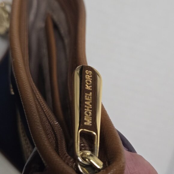 416. Michael Kors Navy Blue with Gold Accents - Wristlet Small Purse EUC Nylon - Picture 9 of 9